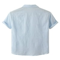 + / Ljetne Ležerne majice na kopčanje za dječake, muška košulja, pripijena bluza s reverom, radna pamučna lanena