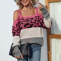 Ženski podstavljeni džemperi Ženska Casual moda pleteni džemper u kontrastnoj boji dugih rukava gornji dio