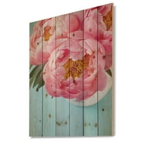 Designart 'Close Up of Light Pink Pince Flower' Cvjetni otisak na prirodnom borovom drvetu