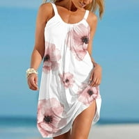 〖Roliyen〗 Ljetne haljine za žene Boemska ljetna plaža proljetni cvjetni print Slatka haljina Swing Swing Up Sundress