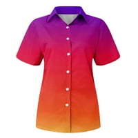 gyujnb ženske košulje gumb za majice za žene modni gradijent kratki rukavi ženski gumb za žene dolje košulja majice