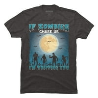 Ako nas zombiji jure, smiješni Halloween horor mens crna grafička majica - dizajn ljudi 5xl