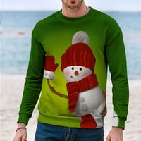 Majica s kapuljačom s kapuljačom za muškarce ležerni gornji dio pulover s okruglim vratom s božićnim printom džemper