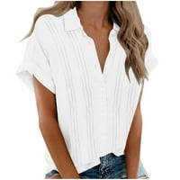 Ženski topovi u A-listi Plus size rasprodaja ženska ležerna jednobojna bluza na kopčanje ljetna majica kratkih