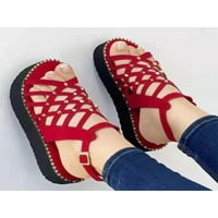 Rotosw sandale za žensku platformu Slingback kopča antiskid remen za gležanj lagana crvena 8.5