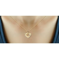 Jewelersclub Bijeli dijamantni naglasak 14K Zlato preko srebrnog privjeska otvorenog srca, 18