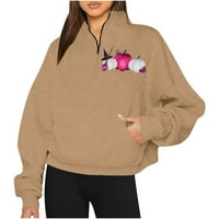 USMIXI ženske dukserice borba protiv raka dojke ružičasta dukvica plus veličina džep za zatvarač casual pulover