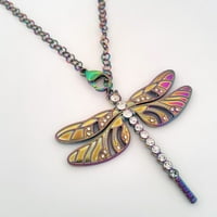 Besheek Rainbow Electroplate od nehrđajućeg čelika Rhinestone Dragonfly Lariat ogrlica