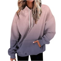 Daqian Womens Hoodies Clearceans ženski modni tiskani džep dugih rukava bluza casual vrhovi džemper kapuljača