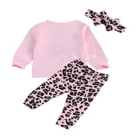 Fanvereka novorođenčad za djevojčice tiskaju odjeće s dugim rukavima pulover vrhovi leopard hlača za glavu