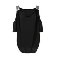Bluze kratkih rukava Leisure SOLID TOPS V-izrezi za žene crne 2xl