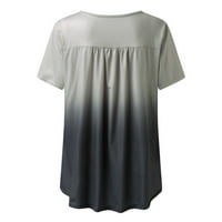 Mnjin Summer majice žene vrhovi žene plus gradijent gradijent tiskani v vrat kratki rukavi majice gumb pulover