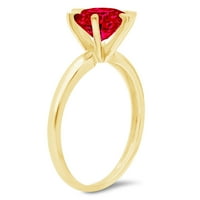 0,5CT okrugli rez crveni simulirani rubin 18K žuto zlato obljetnički angažman prsten Veličina 9