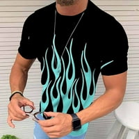 Muška ležerna majica s printom od 3 inča s printom plamena, vrhovi kratkih rukava, ležerna bluza