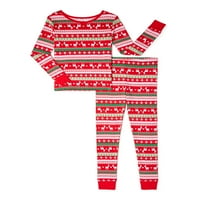 Vrijeme za odmor djevojke božićni pamuk uski fit majica s dugim rukavima i hlače set pidžama, 2-komad, veličine