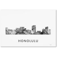 Zaštitni znak Fine Art 'Honolulu Hawaii Skyline WB-BW' Canvas Art by Marlene Watson