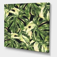 DesignArt 'prirodni zeleni listovi egzotični na Dark II' Tropska platna zidna umjetnička print