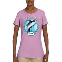 Plava marlin riba ženska grafička majica, svijetlo ružičasta, mala