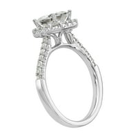 Radiant Fire karat Jastuk bijelog zlata Halo Moissanite zaručnički prsten