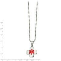 Primarni čelik nehrđajući čelik polirani Crveni emajl medicinska ogrlica s križem
