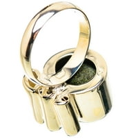 Kokos Kokosova geoda Druza, bijeli kvarc, peridot veličina prstena 8. - Ručno izrađeni Vintage prsten za nakit