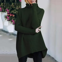 Ženski zimski džemper u obliku donjeg dijela i dugih rukava, pleteni preveliki pulover, zeleni džemper u obliku