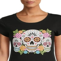Šećerna lubanja žena s kratkim rukavima grafičke majice