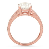 2. dijamant ovalnog reza sa sintetičkim bijelim safirom od ružičastog zlata od 14 karata s umetcima prsten od