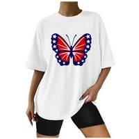 2 / domoljubna majica Plus Size za žene 4. srpnja široke košulje, ljetne seksi majice s kratkim rukavima, Okrugli