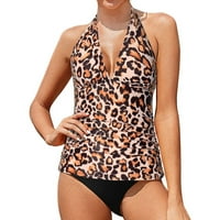 Ženski kupaći kostimi za kontrolu trbuha Plus size kupaći kostim seksi leopard print dvodijelni kupaći kostim