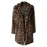 Leopard jakne za žene zimski topli kaput dugih rukava ležerna široka Plišana gornja odjeća s otvorenim prednjim