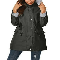 Ženski dugi kaput s kapuljačom, jednoredna vjetrovka Plus veličine, kaput od graška, jesenska i zimska gornja