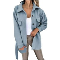 Ženski kaput od A-liste, ležerni vuneni kardigan s dugim rukavima s reverima i džepovima, topovi, rasprodaja ispod