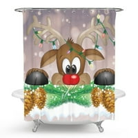 Božićna zavjesa za tuširanje, tkanina zavjesa za tuširanje s božićnim drvcem i pahuljicama, Vodootporna zavjesa