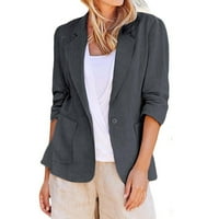 Kaput za žene, modni casual kardigan s ovratnikom s tri četvrtine rukava, tamno siva bluza od 4 inča