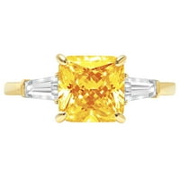 14k žuti zlatni prsten od prirodnog Citrina Asssher s tri kamena od 10