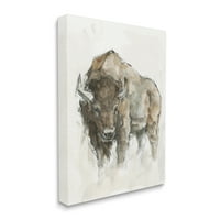 Stupell Indirts Western Buffalo Brown Country Animal Canvas Wall Art, 48, Dizajn Ethana Harper