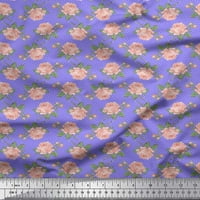 Provjera tkanine od baršunastog baršuna, cvjetna zanatska tkanina lišća i ruža uz dvorište široko