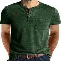 Abtel muški ljetni vrhovi posada vrat majice prednje džepne bluze muškarci obični sport osnovni tee zeleni xl