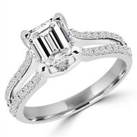 1. CTW multi kameni smaragdni zaručnički prsten Dijamantni zaručnički prsten u 14k bijelom zlatu, veličina 8