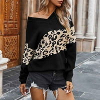 FJOFPR dame jesenje odjeće pulover džemperi za žene dugi rukavi v vrat leopard tiskani vrhovi casual topli dnevni