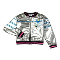 Netflix's Over the Moon Girls Metallic Silver Bomber jakna, Veličine 4-16