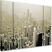 Zaštitni znak likovna umjetnost Chicago Skyline Canvas Art by Preston Three Panel Set