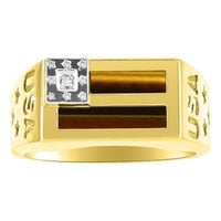 Muški prstenovi od žutog zlata 14k Američki dijamantni prsten s tigrovim okom za muškarce muški prstenovi zlatni
