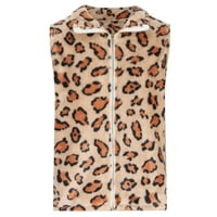 Rasprodaja ženskog kaputa s patentnim zatvaračem Ženska ležerna jakna bez rukava s leopard printom Camo s kravatom