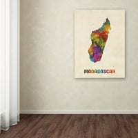 Zaštitni znak likovne umjetnosti Karta akvarela Madagaskara na platnu Michaela Tompsetta