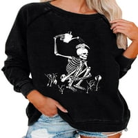 Glookwis Žene Halloween tiskana dukserica Leisure Tops casual labave majice majice s dugim rukavima pulover vrat
