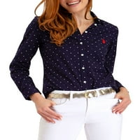Polo Assn. Ženska rastezljiva poplin bluza u točkicama