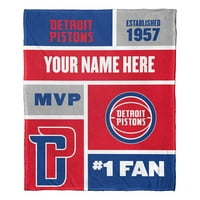 Detroit Pistons NBA Boja blokirana Personalizirana svilena deka na dodir