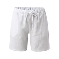 Ženske ljetne Ležerne jednobojne kratke hlače s elastičnim vezicama visokog struka, bijele